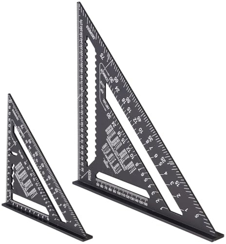 AGT Winkel: 2er-Set Zimmermannswinkel, 18 cm und 30 cm, metrische Skala, Aluminium (Zimmerman Winkel, Zimmermann Werkzeug, Messer)