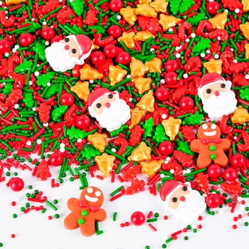 Weihnachten Streusel Mix Zucker Mit Weihnachtsmännern Lebkuchenmännern Zum Essbare Dekorieren 120g Weihnachten Tortendeko Für Plätzchen Kekse, Eis & Kuchen Geeigne Geister