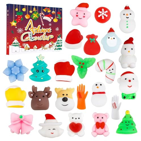Adventskalender 2025, 24 Stück, Squishies mit Anti-Stress-Spielzeug, Weihnachts-Countdown-Kalender, 24 Tage für Kinder, Erwachsene, Geschenke, Geburtstagsdekoration