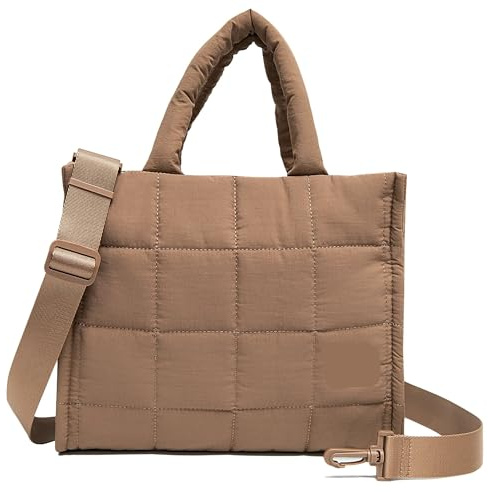 GIJMZY Puffer Tasche Damen Gesteppte Umhängetaschen for Frauen, kleine Tragetasche, Schultertasche, Puffer, Weekender, Handtasche, Organizer(Brown)