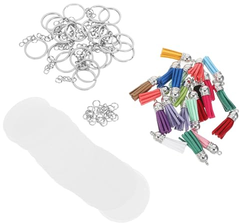 MERRYHAPY 30sätze Acryl-schlüsselanhänger-rohling Runden Transparenten Rohlingen und Pu-lederquasten für Diy-bastelprojekte und Individuelle Gestaltung