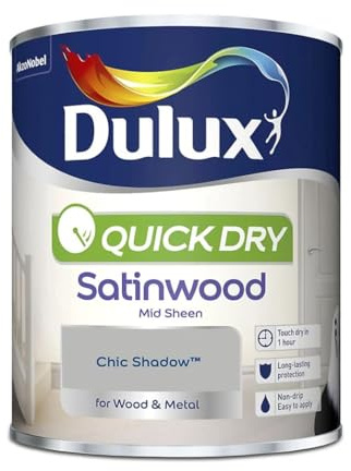Chic Shadow Quick Dry Satinwood Paint 750ml | Interior Wood and Metal Paint | Durable Mid Sheen Finish | Fast Drying Trim Paint for Doors Skirting Boards Cupboards and Furniture