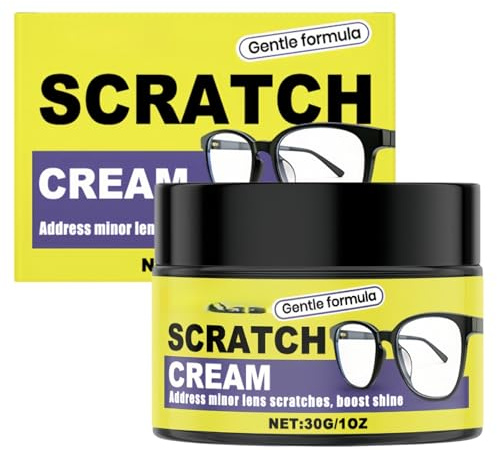 30g Professional Glasses Scratch Remover & Repair Kit,Glass Polish with Sponge,Screen Scratch Repair Cream & Polish Paste，Lens Grinding Repair Wax,Eyewear Polish Cleaner,for Crystal Clear Vision