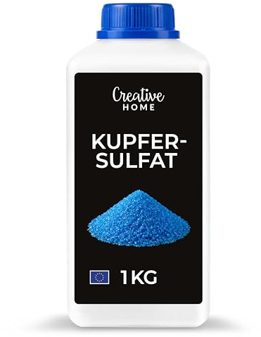 Creative Home Kupfersulfat Pentahydrat 1kg Kupfervitriol | ohne Antibackmittel | Kupfer(II)-sulfat-5-hydrat für Labor, Kristallzucht, Experimente, Verkupfern