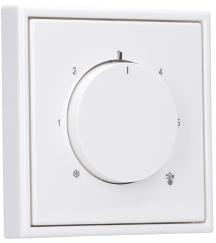 JUNG Serie LS Raumthermostat 230V Set Alpinweiß | mit RTR230 Raumthermostat (Öffner) 230 V, LS1749BFWW Abdeckung für Raumtemperaturregler, LS981WW Rahmen 1-fach