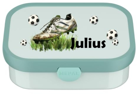Mepal Personalisierte Lunchbox Campus, Bento Brotdose Fußball mit Name, Mint