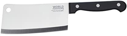 KitchenCraft World Of Flavours Aromawelt Chinesisches Fleischerbeil, Komplett aus Edelstahl Geschmiedet, 14 cm, Silber / Schwarz