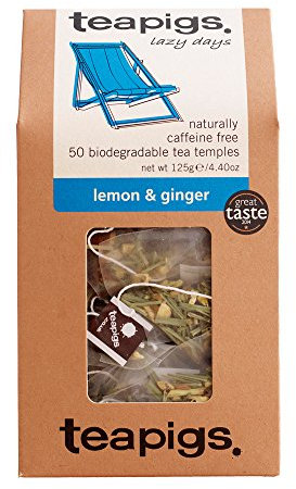 teapigs Lemon & Ginger Tea - Caffeine-Free Herbal Tea Bags with Ginger, Lemon & Liquorice Root - Natural and Refreshing Blend - 50 Temples