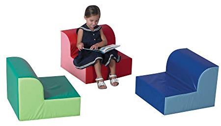Children's Factory Library Trio Cozy Kids Chairs, Toddler Flexible Seating Classroom Furniture for Preschool or Daycare, 3-Pack