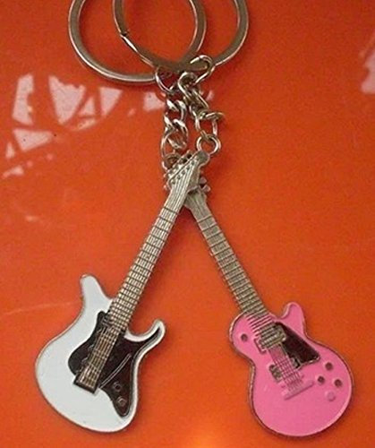 [Amateras serie d'amour] super mignon guitare Stratocaster rose blanche paire Keychain deux ensembles de guitare electrique Keychain son petit ami un couple [AM208] aussi pour profiter de charme de la chaîne d'accessoires de cle de la musique mobile dans