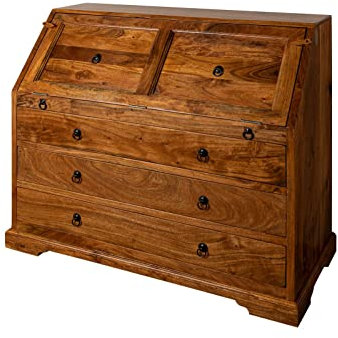 MASSIVMOEBEL24.DE Oxford Sekretä Akazie, Farbe:Hellbraun lackiert, Größe:107x50x100 cm (BxTxH)