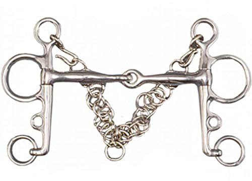 Pelham gebrochen Edelstahl breitem Fina + Kinnkette + Haken Bisse TATTINI