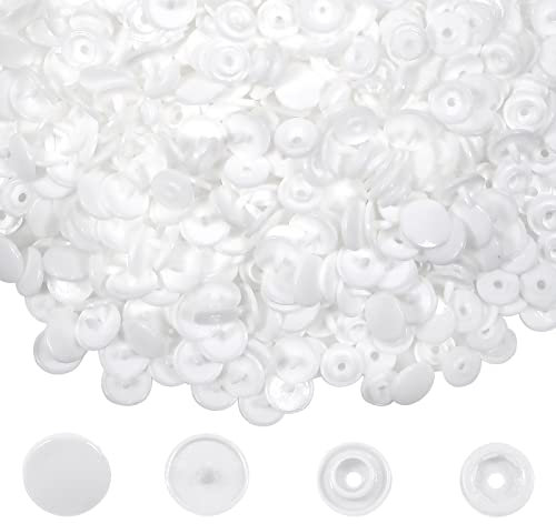TOAOB T5 Kunststoff Druckknöpfe Nähfrei 12mm 500 Set Weiß Buttons für DIY Basteln Scrapbook
