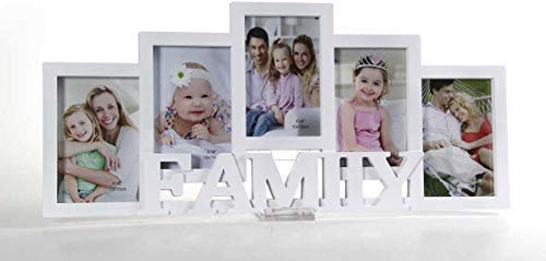 GICOS SRL Porta Foto Cornice Multiplo 5 posti Decoro Family Colore Bianco 54 * 2 * 25 cm MOG-766046