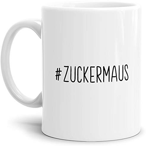 Tassendruck Hashtag-Tasse #zuckermaus - Cool/Modern/Lustig/Geschenk-Idee/Weiss