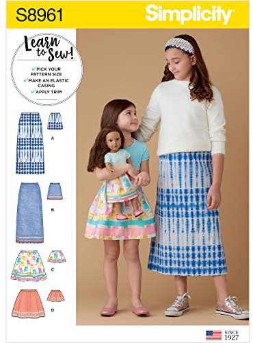Simplicity Sewing Pattern S8961 Children's, Girls', and Dolls' Skirts
