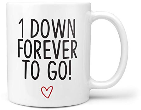 TeHe Gifts Cute One 1 Year Anniversary Girlfriend Boyfriend Wife Husband Valentines Mug