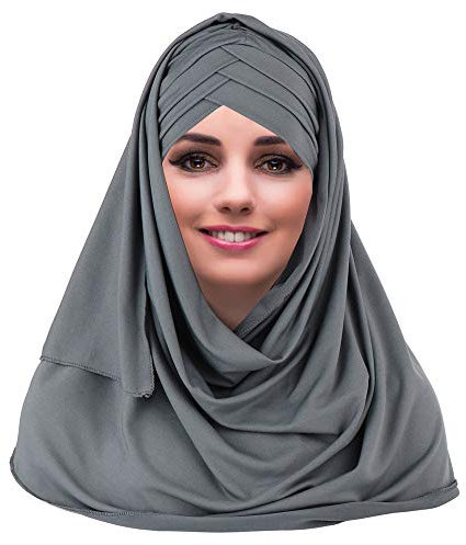 YOFASEN Slouchy Muslimischer Hut - Frauen Islamische Schals Schönes Hijab Beanie Mützen Schal Kopftuch, Grau, One size