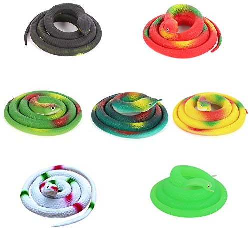 metagio 7 Pcs Rubber Snakes Toy Snake Set for Kids Realistic | Fake Snake Toy, Multicolor, Flexible & Bendable Body, Halloween Party Essential, Fun Toy, Great Joke Gift