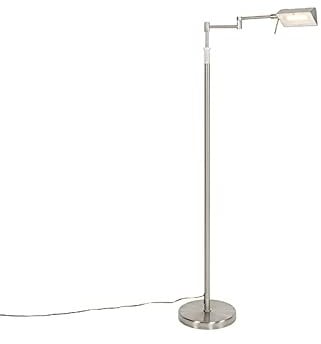 QAZQA - Modern Design Stehleuchte I Stehlampe I Standleuchte I Lampe I Leuchte Stahl I Silber I nickel matt inkl. LED mit Touch Dimmer - Notia Touch-funktion Dimmer I Dimmbar I Wohnzimmer I Schlafzimm