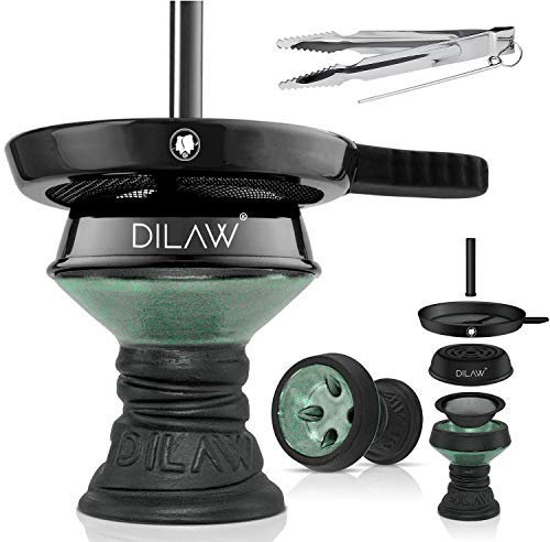 DILAW® Juego de cazoleta para shisha y colador de tabaco, pinzas para carbón, cabezal para chimenea, color: verde