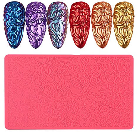 NC 1Pcs Nail Art Druckvorlage DIY Nail Art Druckvorlage 3D Nail Mold Skulptur Nail Art Mold Nail Art Silikon Druckmuster Vorlage Nail Decorating Tool Silikon Maniküre Werkzeuge