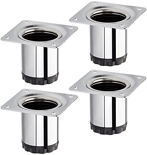 SOTECH 4 Stück Möbelfüße Bravo Höhe 50 mm + 10 mm Ø 40 mm Chrom poliert | höhenverstellbare Schrankfüße aus Stahl belastbar bis 50 kg pro Stützfuß von SOTECH
