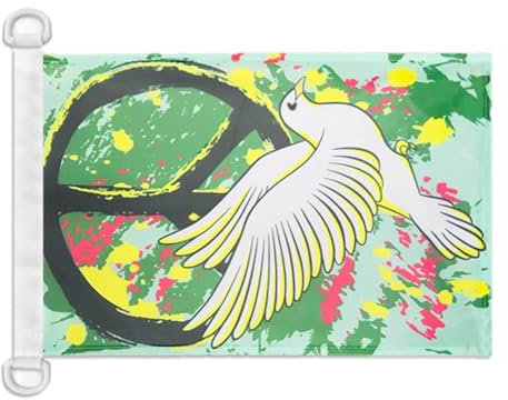 AZ FLAG Bootsflagge Peace And Love Graffiti 45x30 cm, Aussenverwendung - Frieden Bootsfahne Aus Gestricktem Polyester Mit Plastikringen