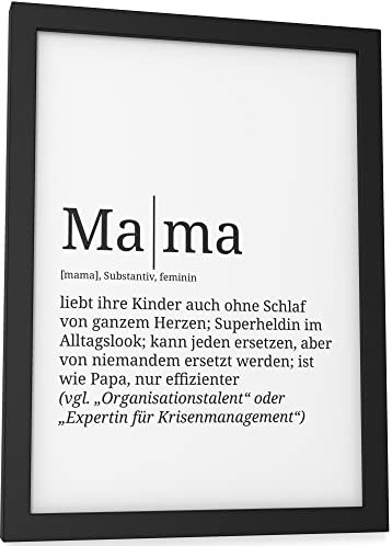Papierschmiede® Definition: Mama, DIN A5 (15x21 cm), Muttertag Poster für Wohnzimmer, Küche, Geschenk für Mama, Wandbild Bild Muttertagsgeschenk - Ohne Rahmen