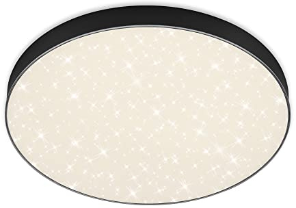 BRILONER - LED Deckenlampe mit Sternenhimmel, rahmenlos, neutralweiße Lichtfarbe, LED Lampe, Deckenleuchte, Wohnzimmerlampe, Schlafzimmerlampe, Küchenlampe, 38,7x3,6 cm, Schwarz