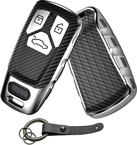 Gleamydot Autoschlüssel Hülle Kompatibel mit Schlüsselhülle Audi A3 A1 A4 B9 TT Q5 TPU Schlüssel Key Cover 3 Tasten Klappschlüssel Auto Schutzhülle (Silber)