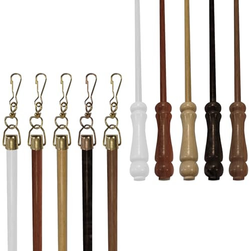 TENDEEVOLUTION Asta Tiratenda in Legno da 125 cm Disponibile in svariati colori. Bastone Tiratenda Resistente, Apritenda Rigido, Accessori per Tende da Interno (Noce)