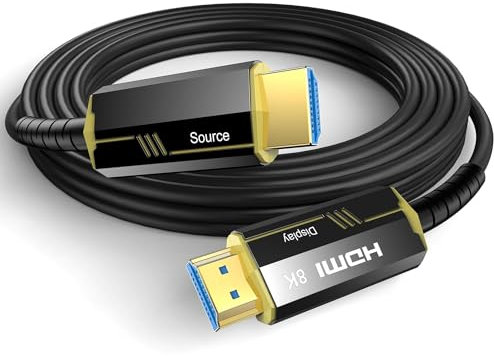 Cable HDMI 2.1 de fibra óptica 3 metros 8K, Alta velocidad 48Gbps Cable de fibra HDMI Soporte 8K@60 Hz, 4K@120/144Hz HDCP 2.2 y 2.3 HDR, eARC, Dolby Atmos para Fire Roku Apple HDTV, monitor