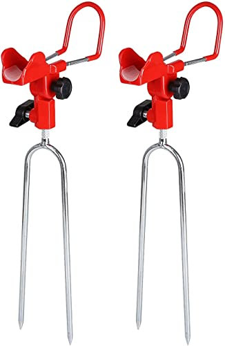 VANROUG Angelrutenhalter für Bankangeln, Angelrutenständer, Boden, universelle Steckrutenhalter, Stützhalterung, Catfishing Equiment für Strand, 360 Grad verstellbar, Rot, 2 Stück