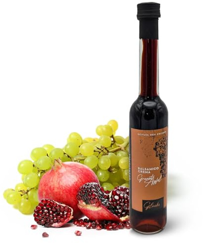 Glücks Momente - Granatapfel Crema - 100ml Balsamico Crema Frucht Essigzubereitung mit 3% Säure, für Dressings, Marinaden & Desserts - Balsamico Essig aus Deutschland, Feinkost Geschenkidee