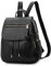 DIRRONA Rucksack Damen Beiläufig Diebstahlschutz Daypack Reise Wasserdicht Rucksack Schule Büro Geschäftsreise PU Leder Mittel Damen Rucksack Schwarz