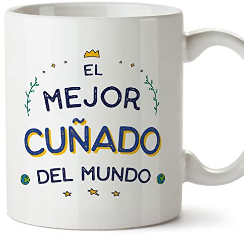 MUGFFINS Tazas para CUÑADO - En Español - El Mejor del Mundo - 11 oz / 330 ml - Regalo original y divertido