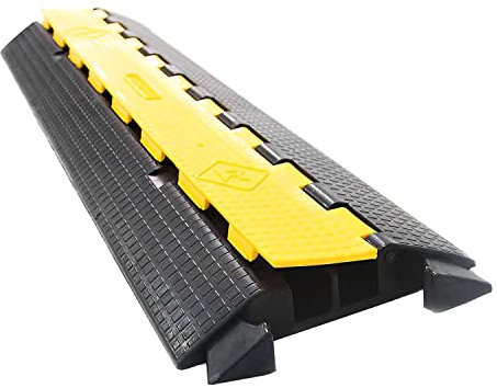 Allcam RCP5YB 0.9m/3ft Outdoor Pavement Street Cable Cover 2x 32x32mm Wire Channels 20-ton Heavy Duty Hi-Vis Yellow/Black Protector
