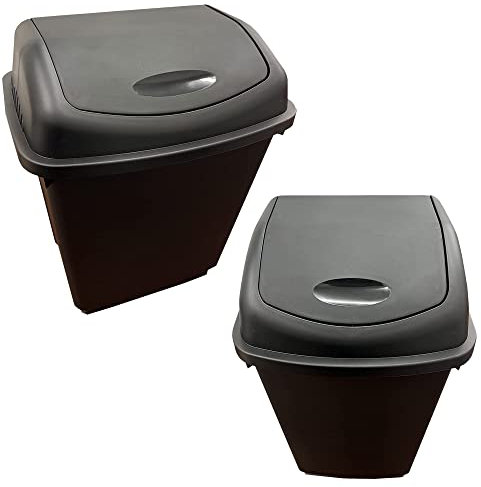 STAR SUPPLIES Home Kitchen Office Swing Bin 50 Litre Black Recycling Flip Top Waste Rubbish Dustbin (1)