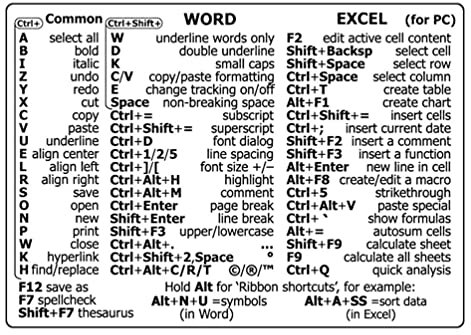 LiLiTok Keyboard Shortcut Sticker For PC Reference Keyboard, Shortcut Sticker Adhesive for Mac OS Laptop Desktop (for Word Excel)