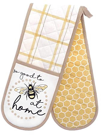 Double Oven Gloves Heat Resistant Cotton Kitchen Padded Mitts for Home Cooking Baking (Design 1)