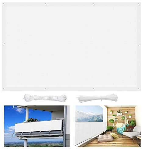 Sonnensegel Rechteck 2.8 x 6 m UV-Schutz 85% Terrassendach Sichtschutz Kostenlose 1 × 5m Seile für Balkon Terrasse Garten, Weiß