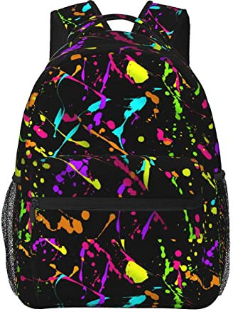 Glow In Dark Splatter Neon Rucksack Casual Schulter Daypack Leichter Reiserucksack Für Männer Frauen, Siehe Abbildung, One size