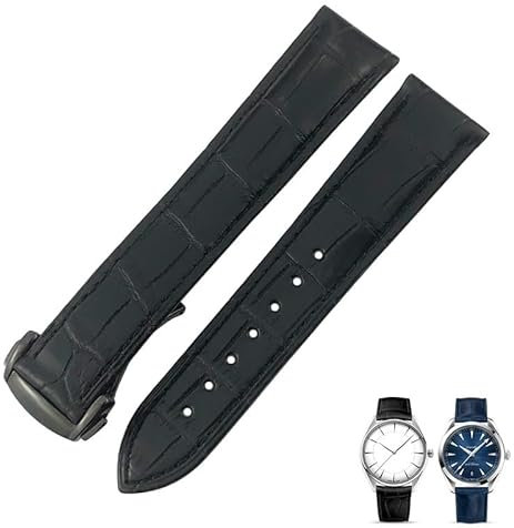 ORKDFJ Krokodilleder-Uhrenarmband passend für Omega De Ville Seamaster Constellation 18 mm 19 mm 20 mm 21 mm 22 mm echtes Alligatorlederarmband, 21 mm, Achat