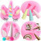 RFGHAC Lot de 4 moules en silicone en forme de licorne avec oreilles de licorne, corne, arc-en-ciel, rose, fondant, pour décoration de cupcakes, pâte à chocolat