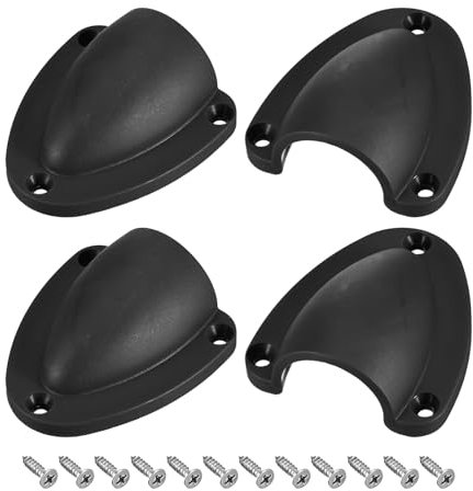 sourcing map Marine Wire Cable Vent Cover, 4Pcs - Nylon Clamshell Hose Vent Cover with Screws, Transducer Mounting Plate for Boat Yacht (Black, 2.48x2.28 Inch)