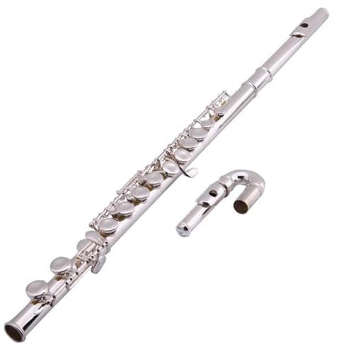 Gebogene Kopfgelenke. Geteilte 16 Klappen. Geschlossenes Loch C TuneFlute. Korpus aus Kupfernickel. Tasten aus Neusilber. Flöte mit Koffer Querflöte kit