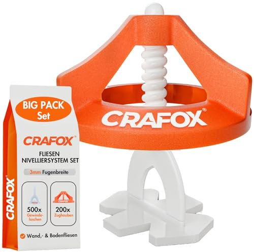 CRAFOX Fliesen Nivelliersystem 3mm Set | 500x Laschen & 200x Hauben | BIG PACK Set - IDEAL für Großprojekte | Großpackung für Profis, Handwerksbetriebe und Großverbraucher