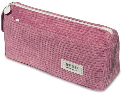 TAIHOBO Federmäppchen Mäppchen Aesthetic, Cord-Stoff Federtasche, Mäppchen Groß Federmappe Etui 2 Fach, Große Kapazität Pencil Case, Waschbar Stiftemäppchen für Schulsachen Büro (Dattelrot)