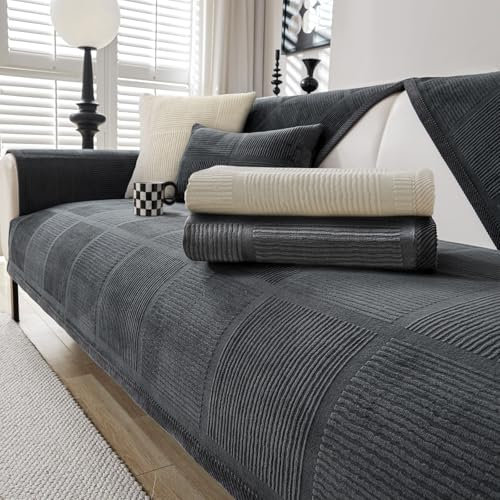 BXAEYIPOR Couch Überzug,2024 Neue 1/2/3/4 Sitzer L Form Sofa Cover Sofa Überzug Ecksofa,mit Rutschfester Unterlage Sofa-Schutzhülle,Weiche Unifarben in Verschiedenen Größen Sofabezug.